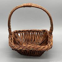 front view of wicker and rattan market basket