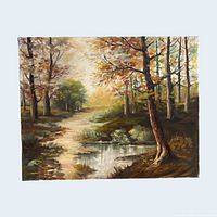 Full view of the oil painting on stretched canvas