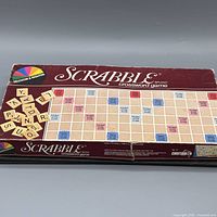 Closed box top showing Scrabble branding and condition