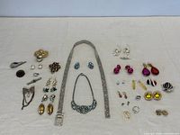 Full layout of assorted costume jewelry pieces