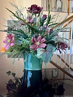 full view of silk arrangement in ceramic vase
