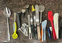 All utensils laid out on countertop