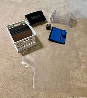 Group shot of all office items laid out on carpet