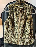 Front view of leopard faux fur vest