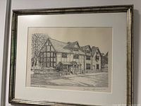 Framed drawing titled Shakespeare’s Cottage