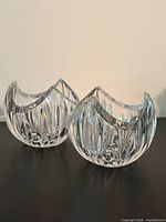 pair of clear cut crystal votive candle holders