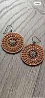 Round coral rhinestone drop earrings