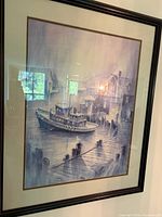 Front view of framed harbour scene print