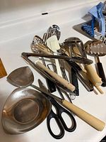 close-up of utensil pile