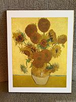 Full view of framed Van Gogh Sunflowers print