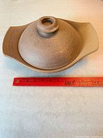 Bread pot assembled showing overall shape and ruler for scale