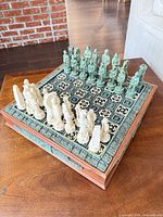 Full view of board with both colored pieces set up