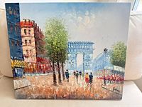 Front view of acrylic cityscape painting on canvas