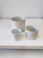 Front view of all three planters