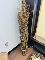 Full view of standing bundle of twisted willow branches