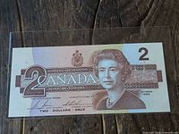 Front of 1986 two-dollar banknote