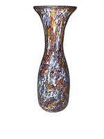Full view of vase front showing millefiori pattern and flared rim