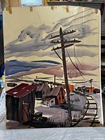 Front of winter landscape painting showing subject and condition
