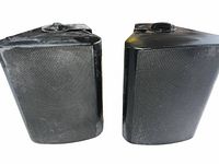 Front view of both black wall-mount speakers