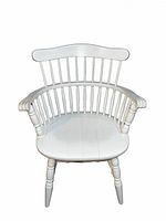 front view of white Windsor spindle armchair