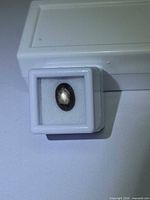 Black star sapphire in gem box showing six-ray star