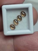 Four champagne oval cabochon zircons in white gem box