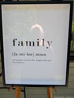 front view of framed family word art