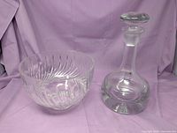 Decanter and bowl side by side