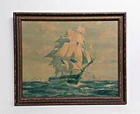 Front view of framed lithograph showing artwork and frame