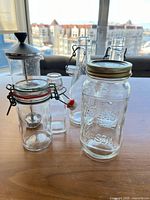 Group shot of all six glass items on table