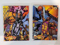 Fronts of both Fanimation promo cards in sleeves