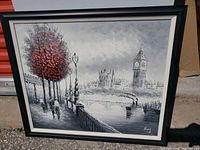 Full view of framed Big Ben oil painting