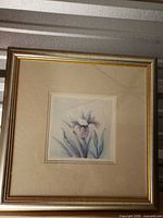 Full view of framed floral print painting