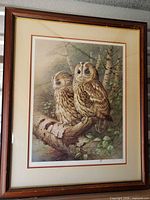 Full view of framed owl print