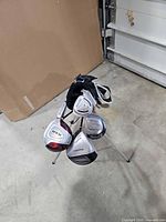 Full view of stand bag with club heads visible