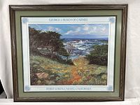 Full view of framed Point Lobos poster with mat and frame
