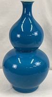 Full view of blue double-gourd ceramic vase