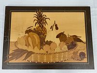 Full view of marquetry wood art panel