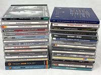 Full view of three stacks showing all CD spines