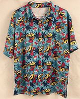 Full front view of Pac-Man Hawaiian shirt