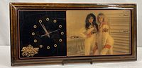 Full front view of rectangular Snap-On Racing wall clock showing clock face and photo panel