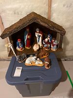 full view of creche with all figurines displayed