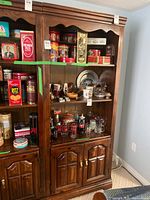 Full view of cabinet showing shelving and lower doors