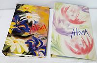 Front view of two floral hardcover photo albums