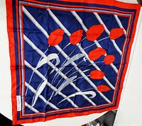 Full view of scarf showing tulip design and borders