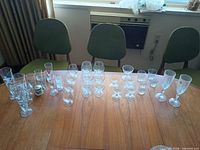 Overall view of assorted stemware on table