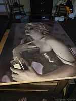 Front view of wood plaque showing Marilyn Monroe image