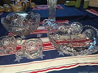 Group shot showing candy dish, bowl, vase, two cups