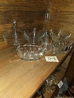 overview of all crystal pieces on shelf