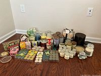 Overall shot of all candles, tea lights, sprays and gift set